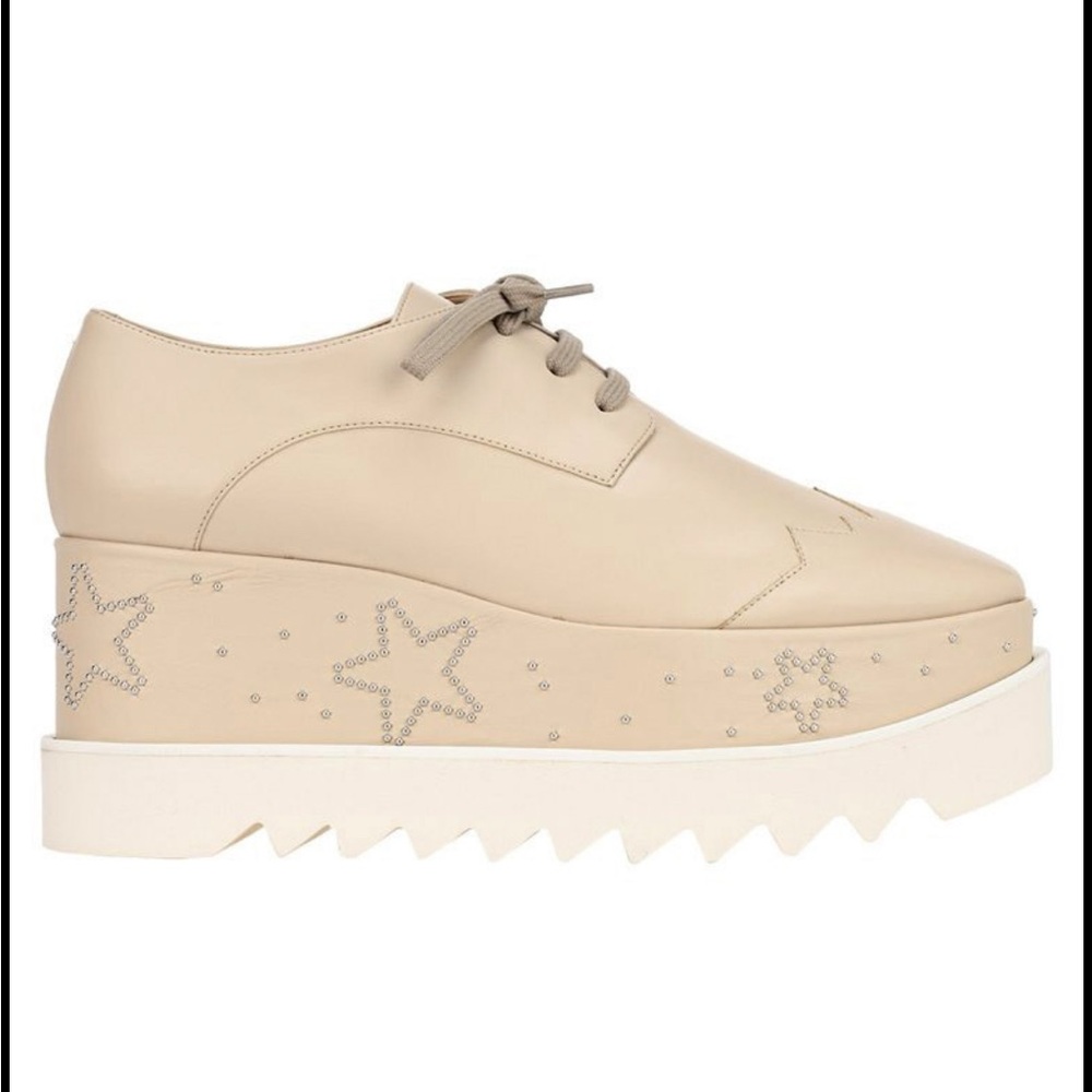 Stella McCartney Elyse Star Platform Derby Beige Vegan Leather Studded Stars 39 - Picture 2 of 10